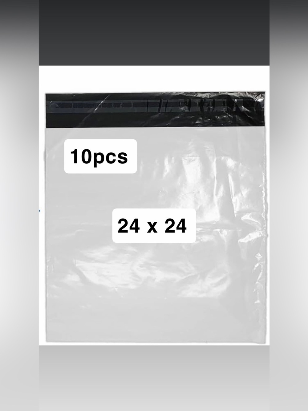 24x24 White Poly Mailer Bags with Black Seal - Pack of 10